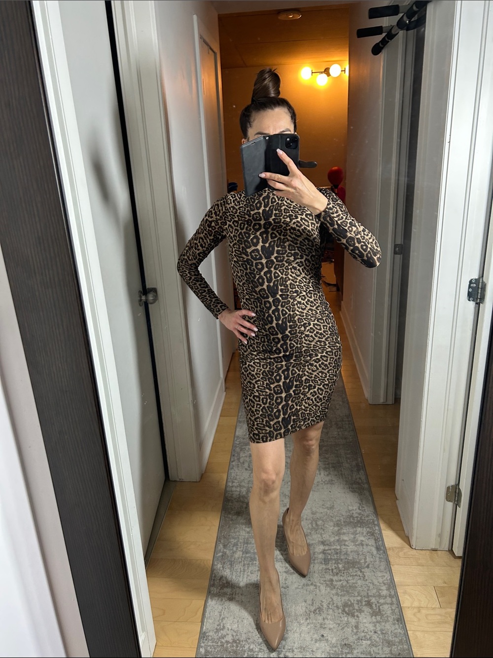 Dynamite turtleneck, leopard print mini dress